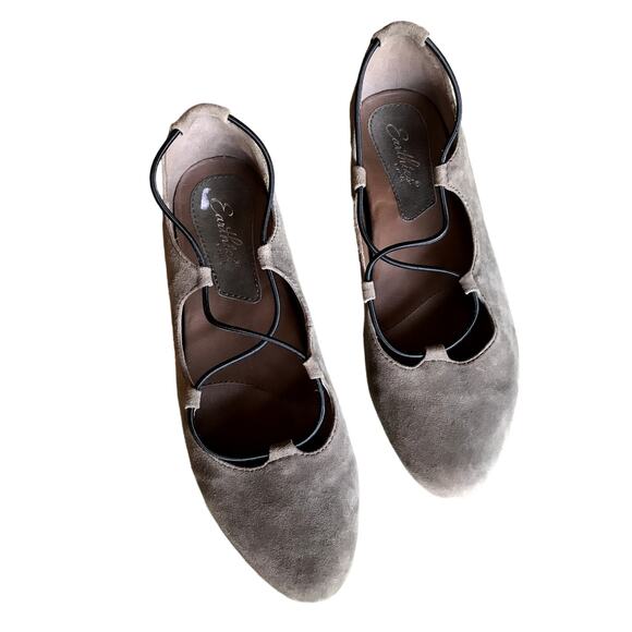 Earthies by Earth Brown Suede Ballet Slippers w Crossover Cords size 8.5 - Picture 4 of 16